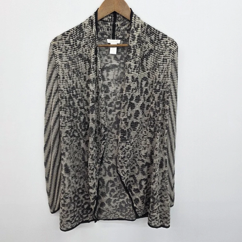Cache Metallic Animal Print Cardigan Womens XS Dressy Open‎ Front Evening Layer